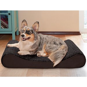 FurHaven Ultra Plush Luxe Lounger Cooling Gel Dog Bed w/Removable Cover, Chocolate, Medium
