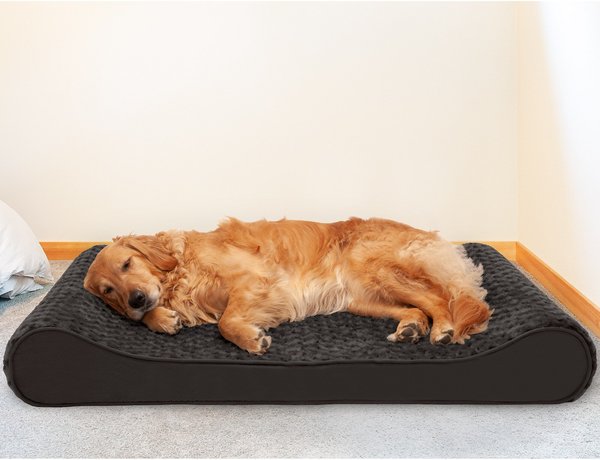 FurHaven Ultra Plush Luxe Lounger Cooling Gel Dog Bed w/Removable Cover, Chocolate, Jumbo slide 1 of 9