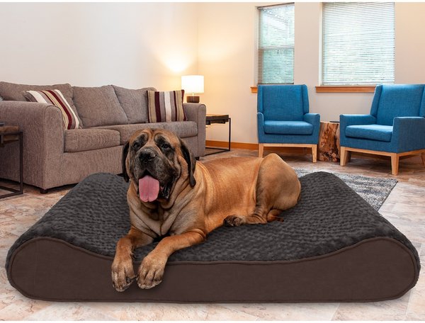 FurHaven Ultra Plush Luxe Lounger Cooling Gel Dog Bed w/Removable Cover, Chocolate, Jumbo Plus slide 1 of 9