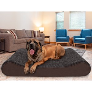 FurHaven Ultra Plush Luxe Lounger Cooling Gel Dog Bed w/Removable Cover, Chocolate, Jumbo Plus