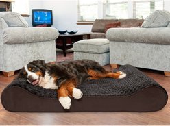 FurHaven Ultra Plush Luxe Lounger Cooling Gel Dog Bed with Removable Cover, Chocolate, Giant