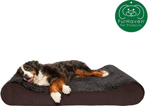 Show full view: FurHaven Ultra Plush Luxe Lounger Cooling Gel Dog Bed with Removable Cover, Chocolate, Giant slide 4 of 10