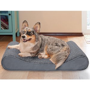 FurHaven Ultra Plush Luxe Lounger Cooling Gel Dog Bed with Removable Cover, Gray, Medium