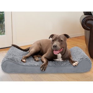 FurHaven Ultra Plush Luxe Lounger Cooling Gel Dog Bed with Removable Cover, Gray, Large