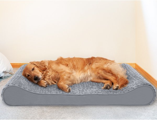 FurHaven Ultra Plush Luxe Lounger Cooling Gel Dog Bed w/Removable Cover, Gray, Jumbo slide 1 of 9