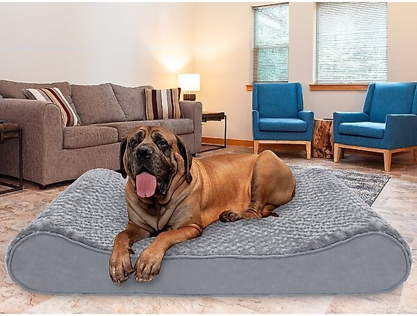 FurHaven Ultra Plush Luxe Lounger Cooling Gel Dog Bed with Removable Cover, Gray, Jumbo Plus slide 1 of 9