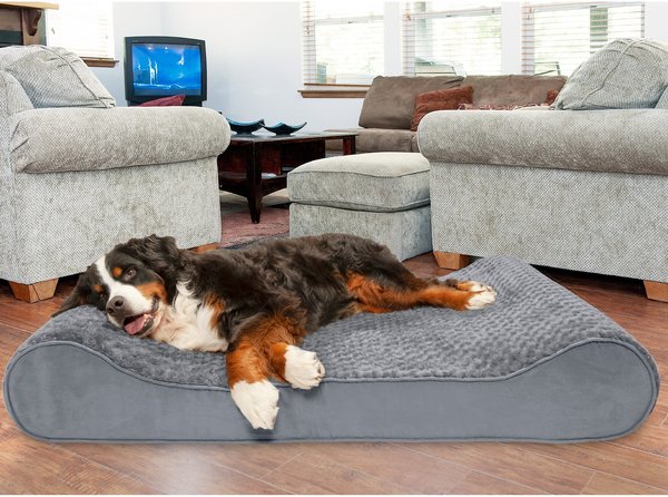 FurHaven Ultra Plush Luxe Lounger Cooling Gel Dog Bed w/Removable Cover, Gray, Giant slide 1 of 9