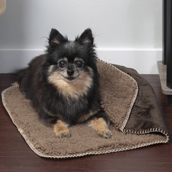 FurHaven Snuggly Warm Faux Lambswool & Terry Dog & Cat Throw Blanket, Espresso, Small