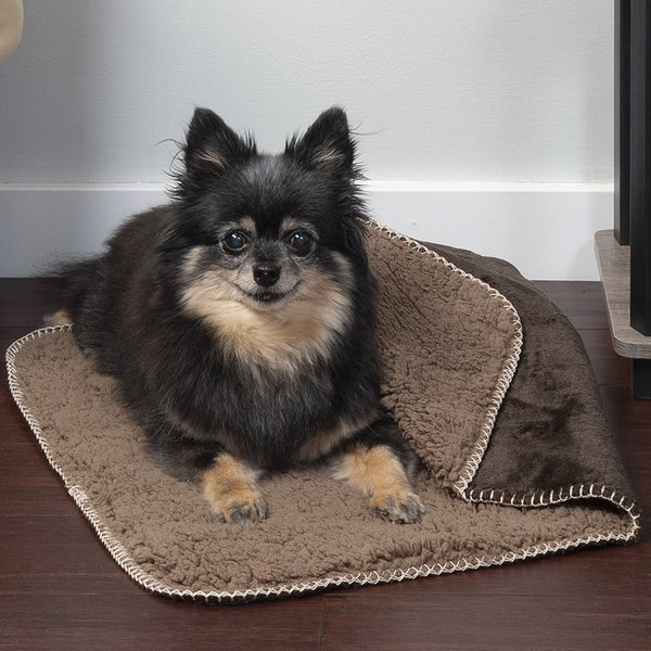 FurHaven Snuggly Warm Faux Lambswool & Terry Dog & Cat Throw Blanket, Espresso, Small slide 1 of 5