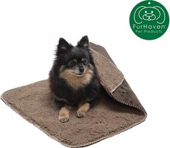FurHaven Snuggly Warm Faux Lambswool & Terry Dog & Cat Throw Blanket, Espresso, Small slide 2 of 5