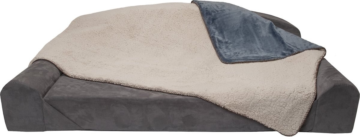 FURHAVEN Snuggly Warm Faux Lambswool & Terry Dog & Cat Throw Blanket ...