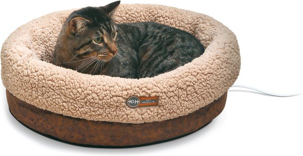 K&H Pet Products Thermo-Snuggle Cup Bomber Heated Dog & Cat Bed, Chocolate slide 1 of 9