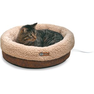 K&H Pet Products Thermo-Snuggle Cup Bomber Heated Dog & Cat Bed, Chocolate
