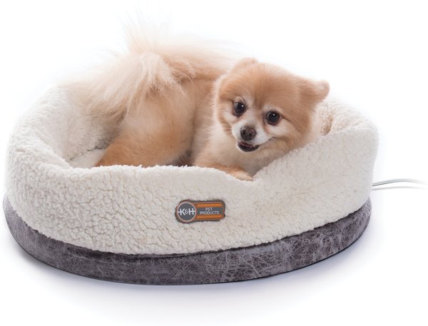 K&H Pet Products Thermo-Snuggle Cup Bomber Heated Dog & Cat Bed, Gray slide 1 of 10