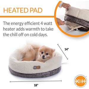 K&H Pet Products Thermo-Snuggle Cup Bomber Heated Dog & Cat Bed, Gray