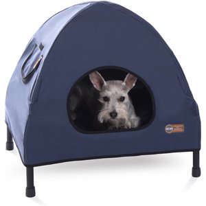 K&H Pet Products Original Indoor/Outdoor Covered Elevated Dog Bed, Navy Blue, Small