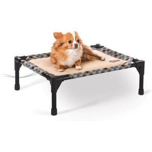 K&H Pet Products Thermo-Pet Heated Elevated Dog Bed, Blue Plaid, Small