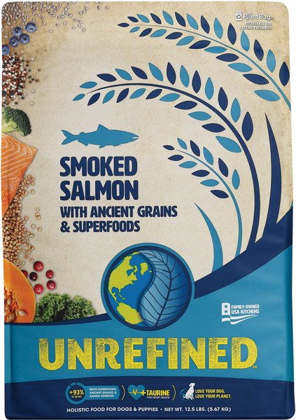 Earthborn Holistic Unrefined Smoked Salmon with Ancient Grains & Superfoods Dry Dog Food, 12.5-lb bag slide 1 of 9
