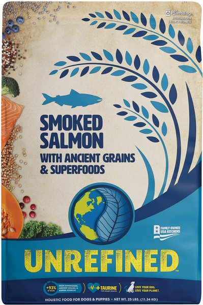 Earthborn Holistic Unrefined Smoked Salmon with Ancient Grains & Superfoods Dry Dog Food, 25-lb bag slide 1 of 9