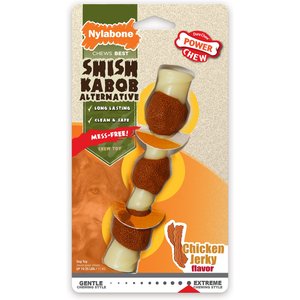 Nylabone Shish Kabob Alternative Power Chew Chicken Jerky Flavored Dog Chew Toy, Regular