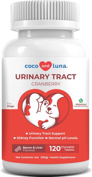 Coco and Luna Urinary Tract Cranberry, Bacon & Liver Flavor Dog Supplement, 120 count slide 1 of 9