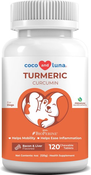 Vita Pet Life Turmeric Curcumin Anti-Inflammatory Bacon & Liver Flavor Dog Supplement, 120 count slide 1 of 9