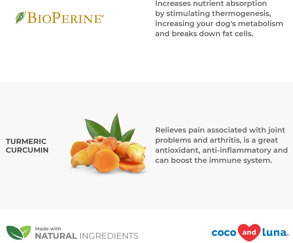 COCO AND LUNA Turmeric Curcumin AntiInflammatory Bacon & Liver Flavor