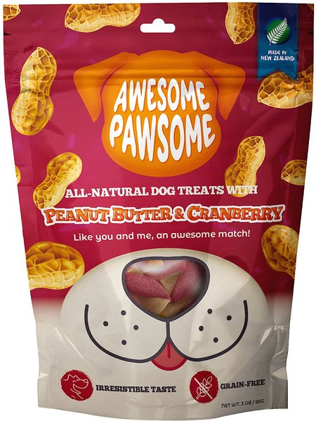 Awesome Pawsome Peanut Butter & Cranberry Dog Treats, 3-oz bag slide 1 of 10