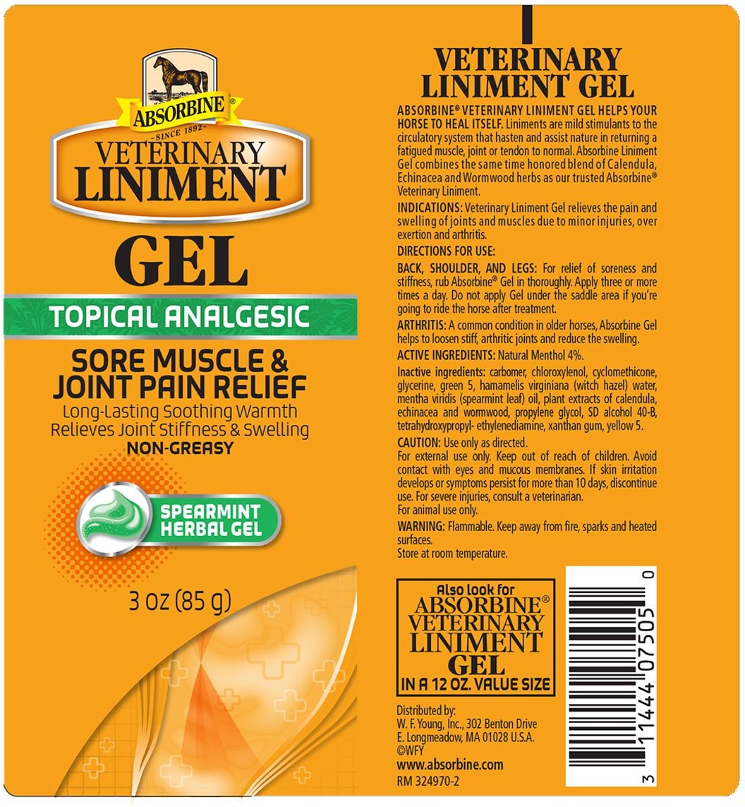 ABSORBINE Veterinary Sore Muscle & Joint Pain Relief Horse Liniment Gel, 3oz tube