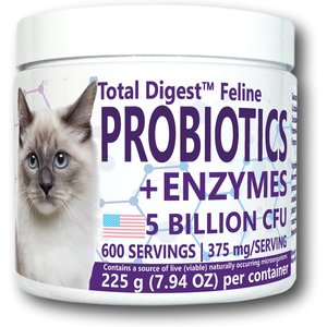 Equa Holistics Total Digest Probiotics & Enzymes Cat Supplement, 7.94-oz tub