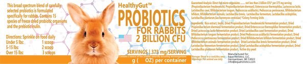 EQUA HOLISTICS HealthyGut Probiotics Rabbit Supplement, 1.59-oz tub ...