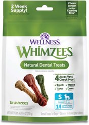 WHIMZEES by Wellness Brushzees Dental Chews Natural Grain-Free Dental Dog Treats, Small, 14 count