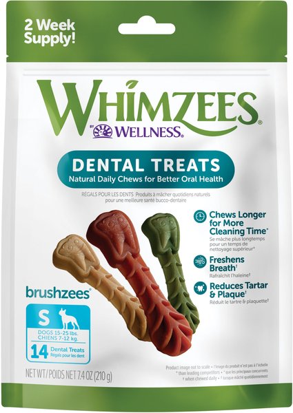 WHIMZEES by Wellness Brushzees Dental Chews Natural Grain-Free Dental Dog Treats, Small, 14 count slide 1 of 12