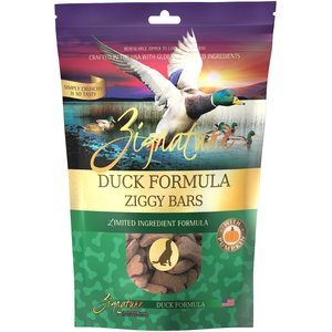 Zignature Grain-Free Duck Formula Ziggy Bars Biscuit Dog Treats, 12-oz bag