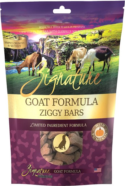 Zignature Grain-Free Goat Formula Ziggy Bars Biscuit Dog Treats, 12-oz bag slide 1 of 6
