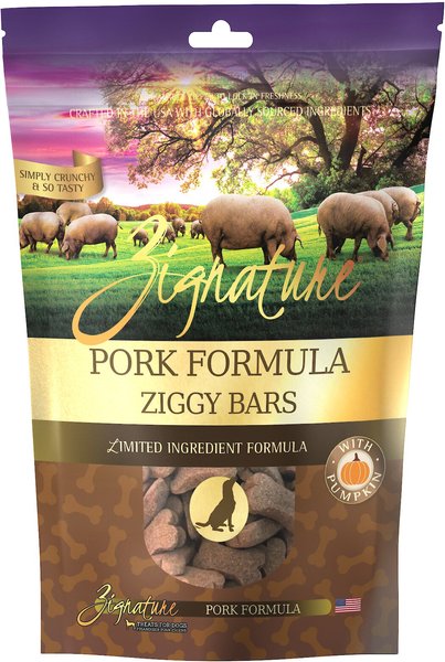 Zignature Pork Formula Ziggy Bars Biscuit Dog Treats, 12-oz bag slide 1 of 6