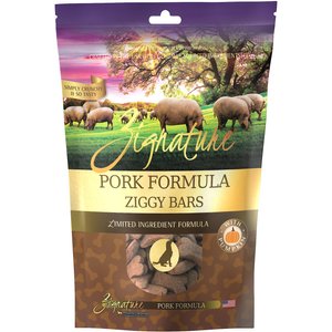 Zignature Grain-Free Pork Formula Ziggy Bars Biscuit Dog Treats, 12-oz bag