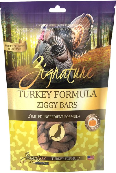 Zignature Turkey Formula Ziggy Bars Biscuit Dog Treats, 12-oz bag slide 1 of 6