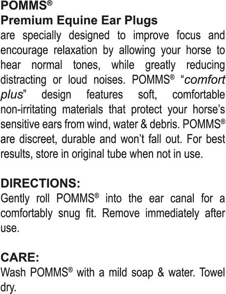 Equine Healthcare International Pomms Premium Pony Ear Plugs, 2 count