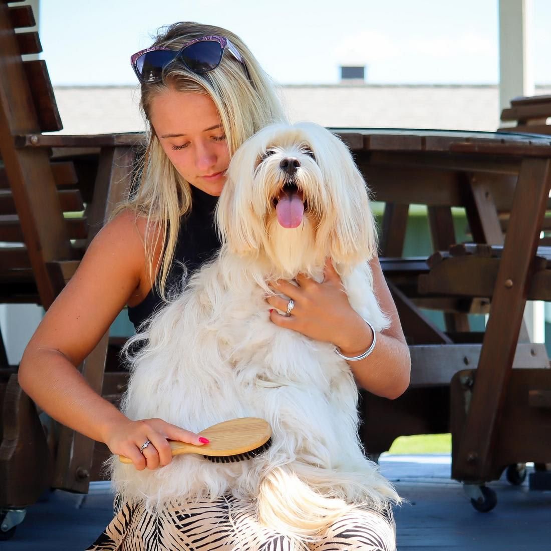 SAFARI Bamboo Bristle Dog Brush, MediumLarge