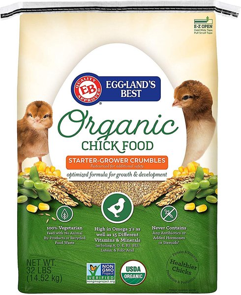 Eggland's Best 19% Protein Organic Starter-Grower Crumbles Chick Feed, 32-lb bag slide 1 of 3