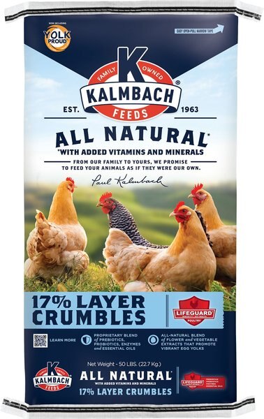 Kalmbach Feeds All Natural 17% Protein Layer Crumbles Chicken Feed, 50-lb bag slide 1 of 7