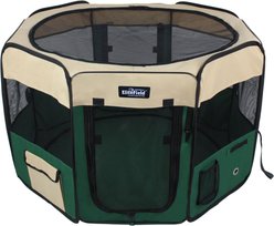 EliteField 2-Door Soft-Sided Dog & Cat Playpen, Beige & Green, 62 x 62 x 30-in slide 2 of 4