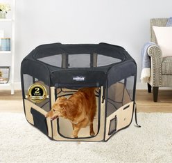 EliteField 2-Door Soft-Sided Dog & Cat Playpen, Black & Beige, 62 x 62 x 24-in