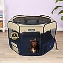 EliteField 2-Door Soft-Sided Dog & Cat Playpen, Beige & Navy Blue, 48 x 48 x 32-in