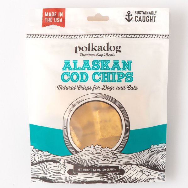 Polkadog Cod Chips Dehydrated Dog & Cat Treats, 3.5-oz bag slide 1 of 2