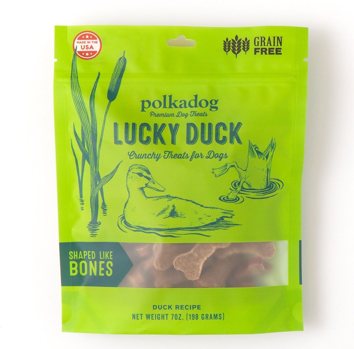 POLKADOG Lucky Duck Bone Shaped Dehydrated Dog Treats, 7-oz bag - Chewy.com