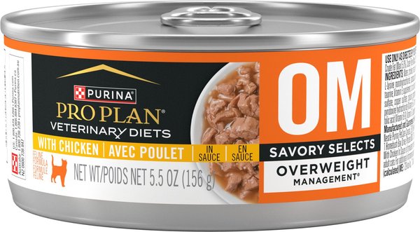 PURINA PRO PLAN VETERINARY DIETS OM Overweight Management Savory Selects with Chicken Wet Cat Food 5.5 oz case of 24 Chewy