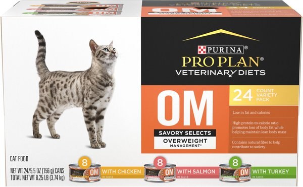 Purina Pro Plan Veterinary Diets OM Overweight Management Savory Selects Variety Pack Wet Cat Food, 5.5-oz, case of 24 slide 1 of 11