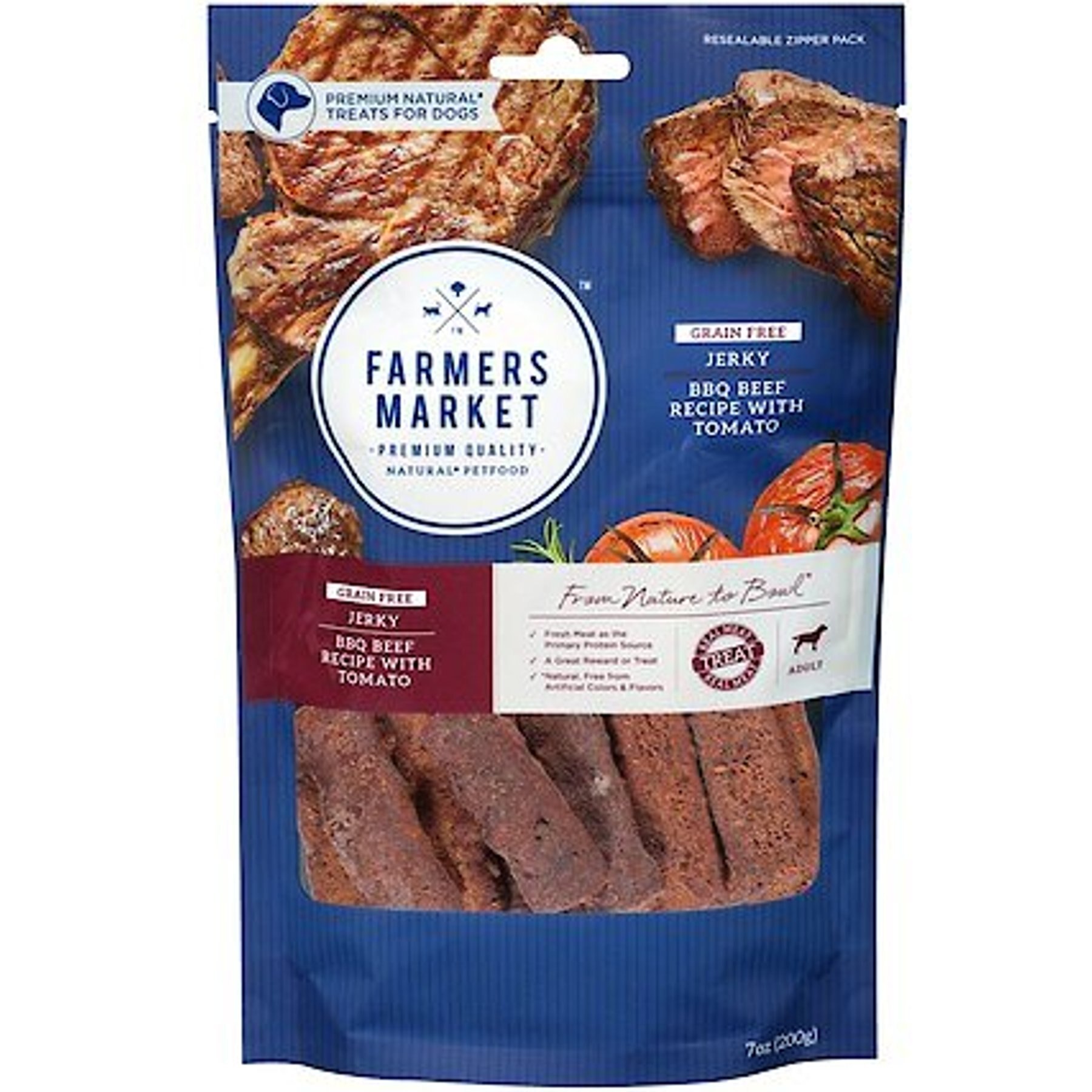 Discontinued FARMERS MARKET GrainFree BBQ Beef Recipe & Tomato Jerky